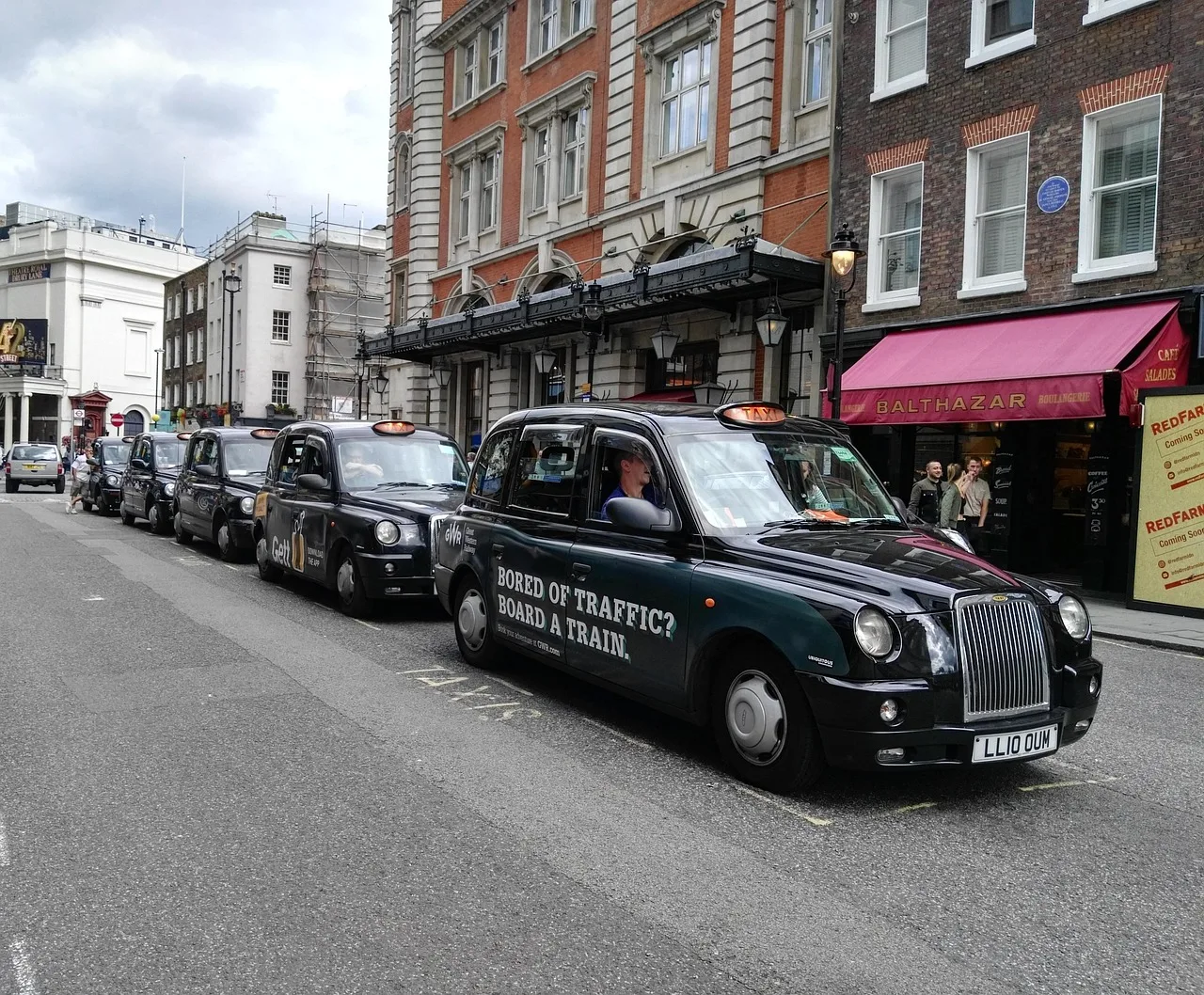 london, england, taxi, queue of taxis, united kingdom, black