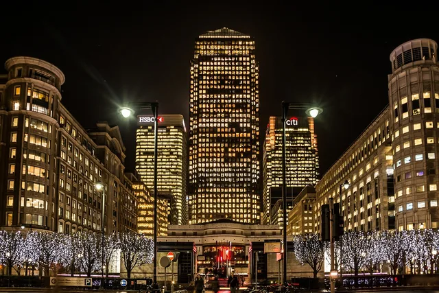 city, building, night view, canary wharf, office building complex, london borough of tower hamlets, skyline, tall, metropolis, office building exterior, city skyline, london, brown office, brown night, canary wharf, canary wharf, canary wharf, canary wharf, canary wharf. Manchester and London: geography for B2B lead buying